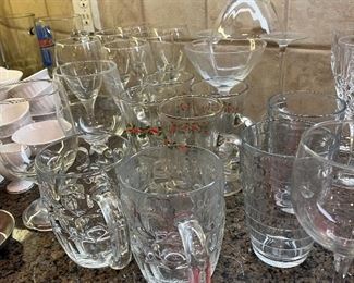 clear beer steins and wine stems
