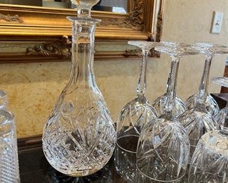crystal decanter and wine glasses