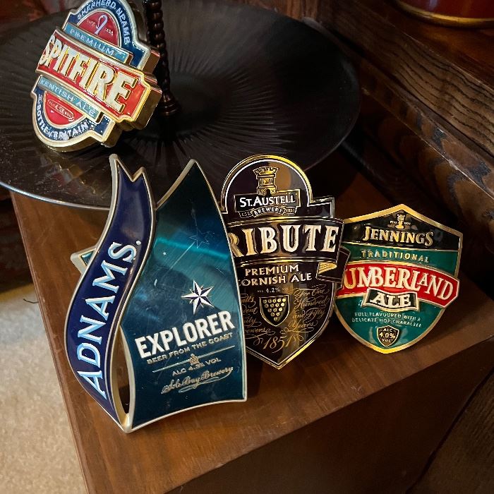 Vintage English brewery pump clips