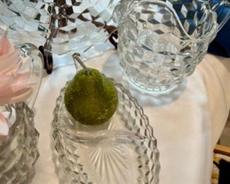 Fostoria glass - pitchers, vases, plates, sunday glasses, relish trays, platters, and compote