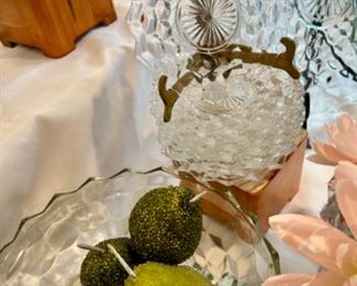 Fostoria glass - pitchers, vases, plates, sunday glasses, relish trays, platters, and compote