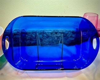Anchor Hocking cobalt blue casserole dish with handles