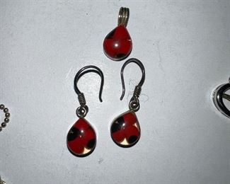 Sterling Necklace & Dangle Earring Set 