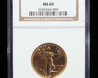 1986 American Eagle $25 1/2 oz Fine Gold Coin, Certified By NGC, Graded MS69