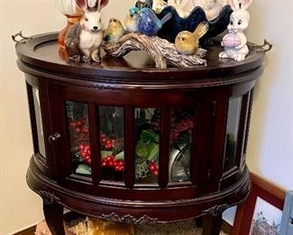 Cherry Oval Tea Tray/Display Cabinet