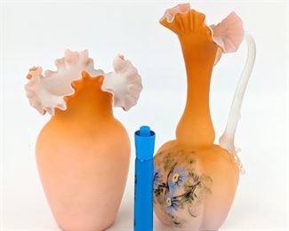 Peach blown style cased glass