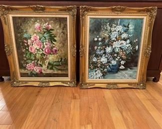 Set of 2 Floral Paintings