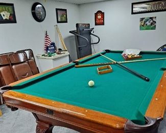 Pool Table with Drop Pockets, Lifetime Warranty, Set of Pool Stick and Balls. Treadmill, Card table and chairs