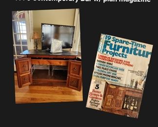 Bar cabinet custom made in 1970's.  Magazine containing original plans included.