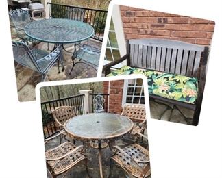 2 outdoor sets. All teak benches are sold