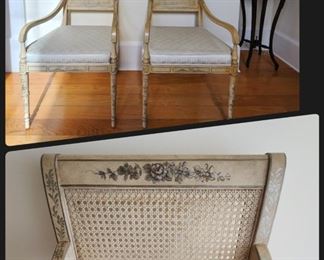 Lovely pair of cane back french chairs. Detail shown in bottom photo.