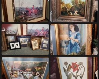 Many, many pieces of art displayed throughout the home. Several include stamps and/or coins.