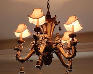 5 arm camel & riders chandelier 