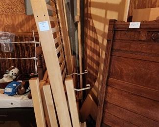 Bunk bed over desk.