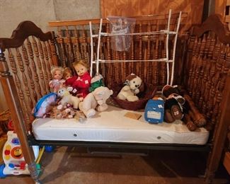 Antique crib. Four poster and canopy.