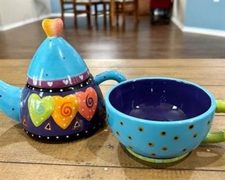 Laurel Burch Tea Pot and Cup