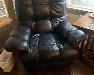 blue leather recliner