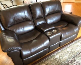 SOLD Leather loveseat 