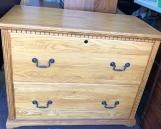 Large oak two drawer file cabinet