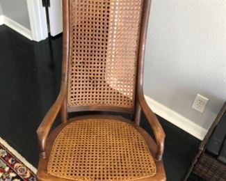Cane back and seat rocking chair