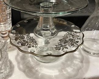 Cake Plates, one with silver overlay 