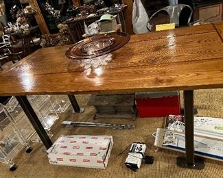 Handmade farmhouse table with metal base