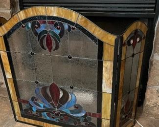Fire place screen stained glass 