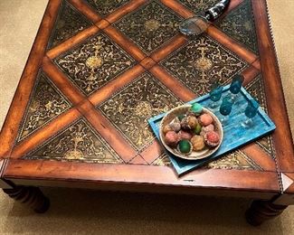 Large coffee table and turquoise tray