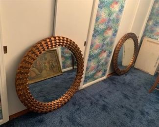 pair of deco style 40 inches round wall mirrors 