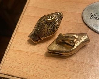 Unique Whiting & Davis snake head clip earrings. 