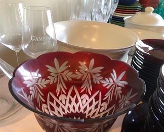 Bohemian Glass Serving Bowl