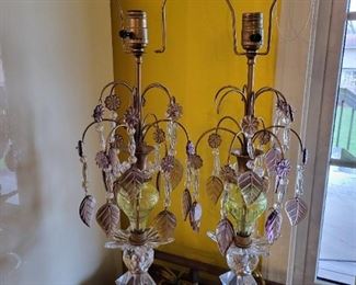 Art deco lamps with vaseline glass accent
