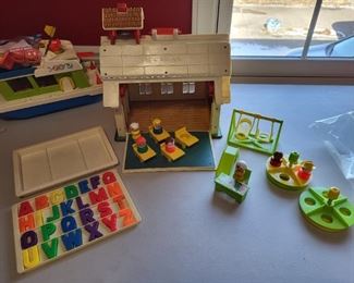 Vintage Fisher Price School House with all accessories
