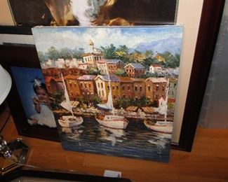 Boat scene artwork $30