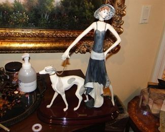Santini Lady with Dog Sculpture $200