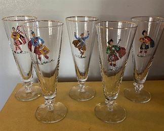 Midcentury Scottish Highlander Pilsner Glasses