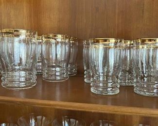 Vintage Liquor glasses (or juice)  22 k gold trim