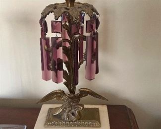 Pair of figural candlesticks with cut prisms