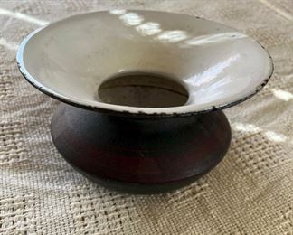 Cast  Iron enameled lined spittoon 