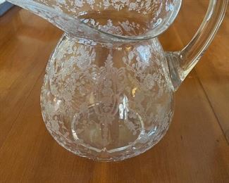 Vintage Rose Point  Doulton Pitcher by Cambridge Glass