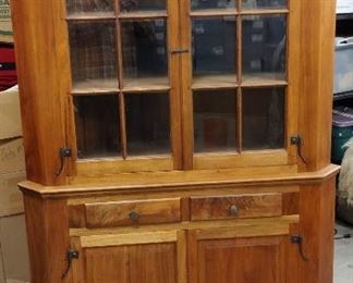 COMMISSIONED CUSTOM BUILT CORNER HUTCH. SIGNED AND DATED 1982