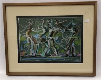  SERIGRAPH PRINT OF DANCERS, FRAMED AND DOUBLE MATTED