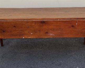 CUSTOM BUILT TABLE WITH ANTIQUE WOOD, OWNER PREVIOUSLY USED IT WITH LOT 111