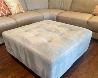 $100 Blue Microsuede Tufted Ottoman