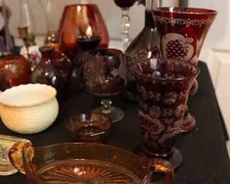 Vintage etched glassware