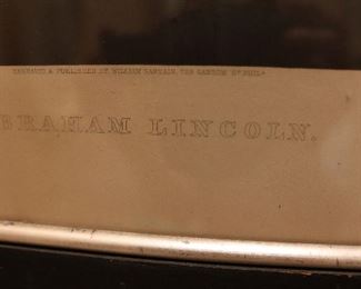 Antique framed etching Abraham Lincoln