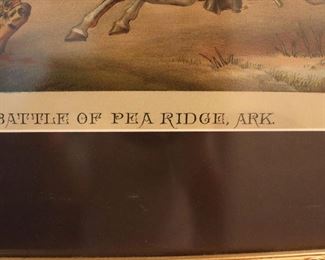 Antique framed print Civil War battle