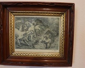 Antique framed artwork signed