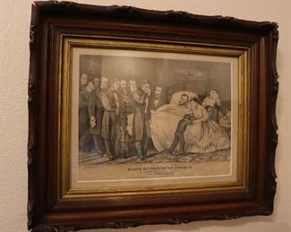 Antique framed etching Abraham Lincoln
