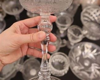 Antique crystal goblet pair